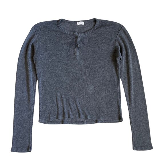 John Galt Gray Long Sleeve Shirt with Button Up Neckline One Size Fits Most - Picture 1 of 6